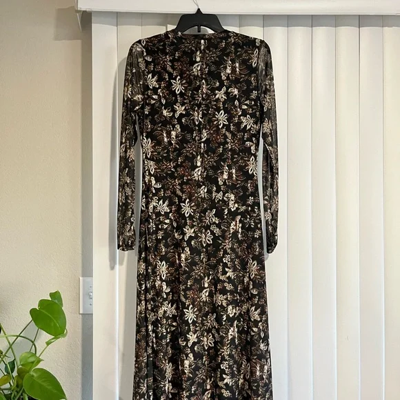 Rachel Zoe Elegant Black and Brown Floral Dress - Picture 5 of 6